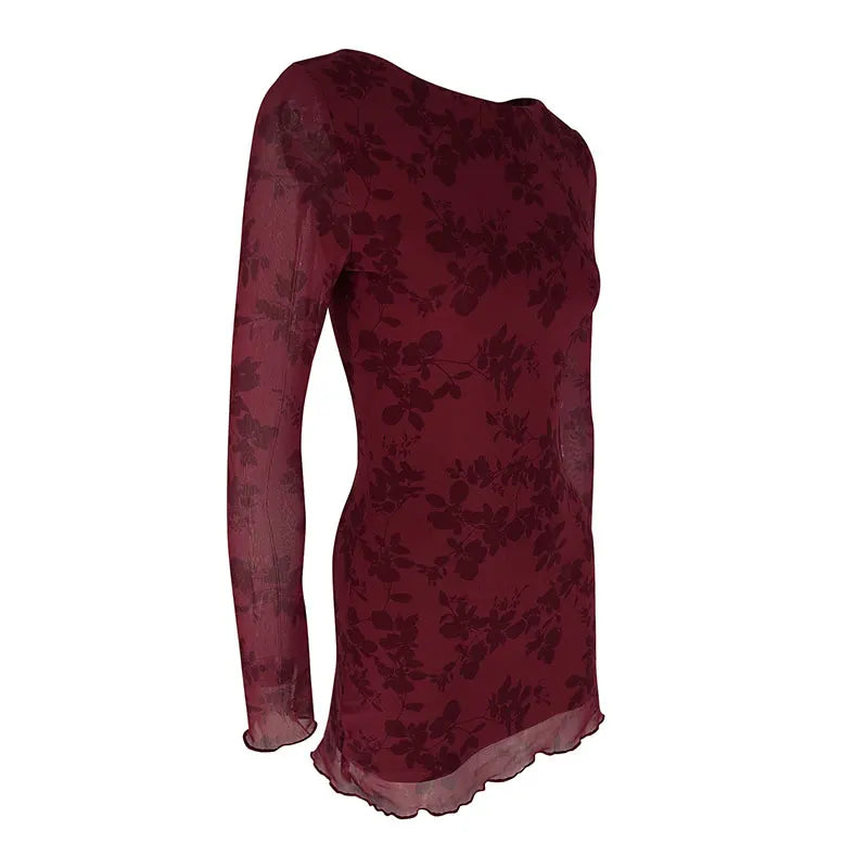 Graceful Red Wine Dress