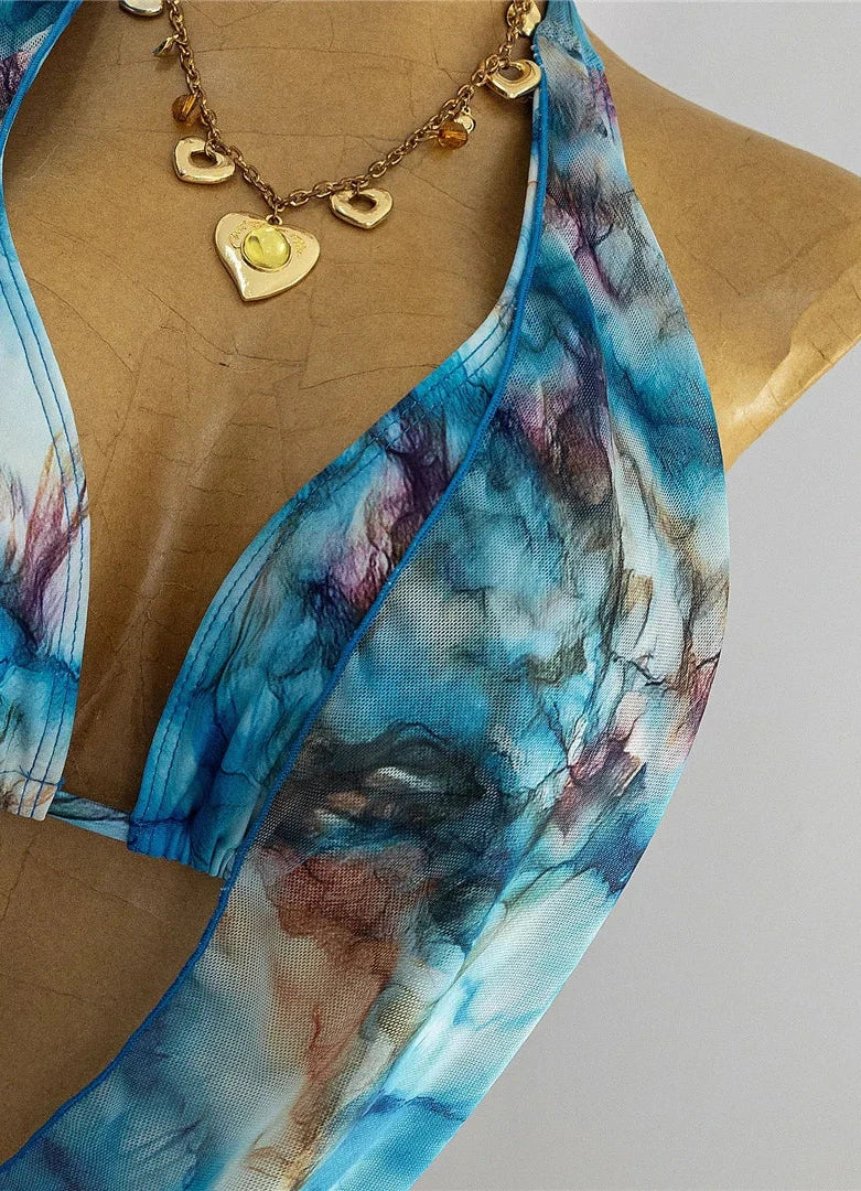 Gorgeous Blue Swimwear Three-pieces Bikini set