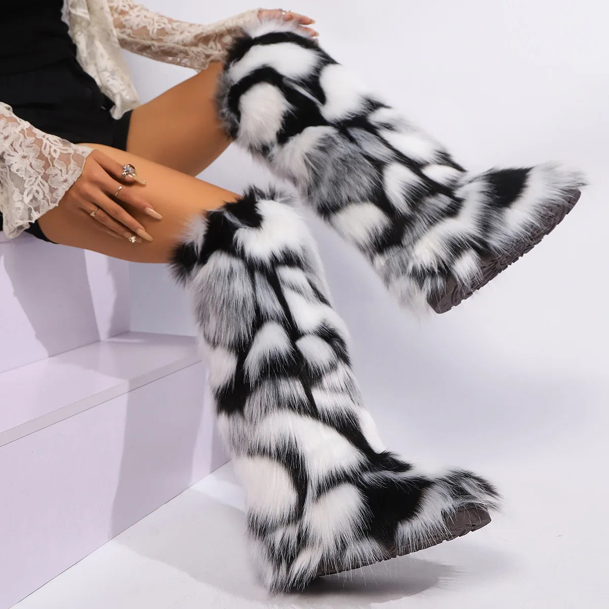 Knee-High Faux Fur Winter Boots