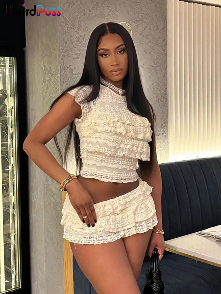 Ruffles Top+Shorts Set