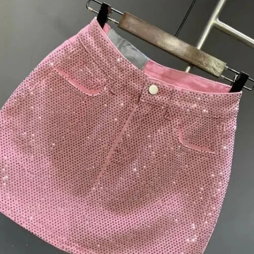 Pink Glam Rhinestone Skirt