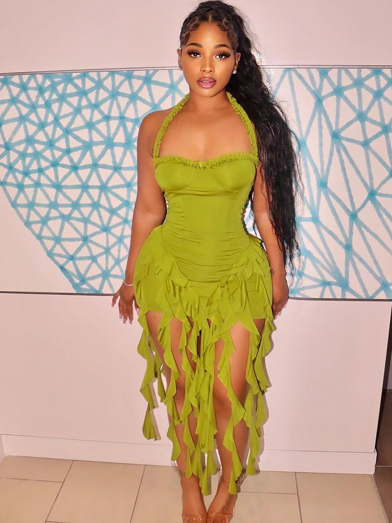 Strap Ruffle Dress