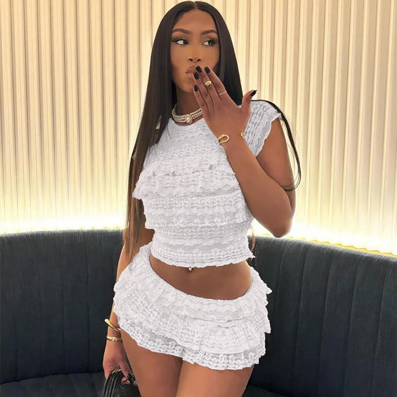 Ruffles Top+Shorts Set