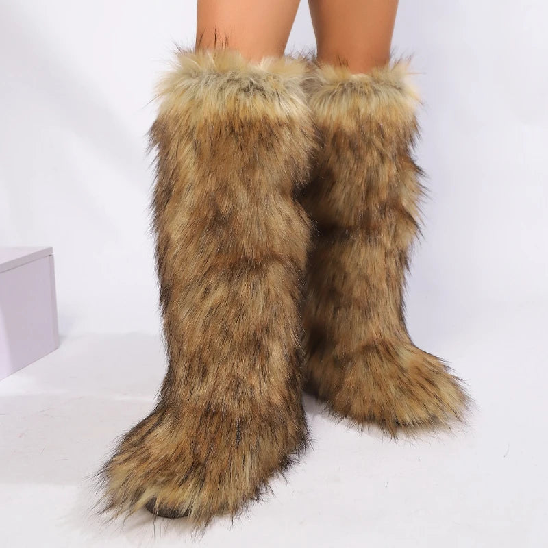 Knee-High Faux Fur Winter Boots