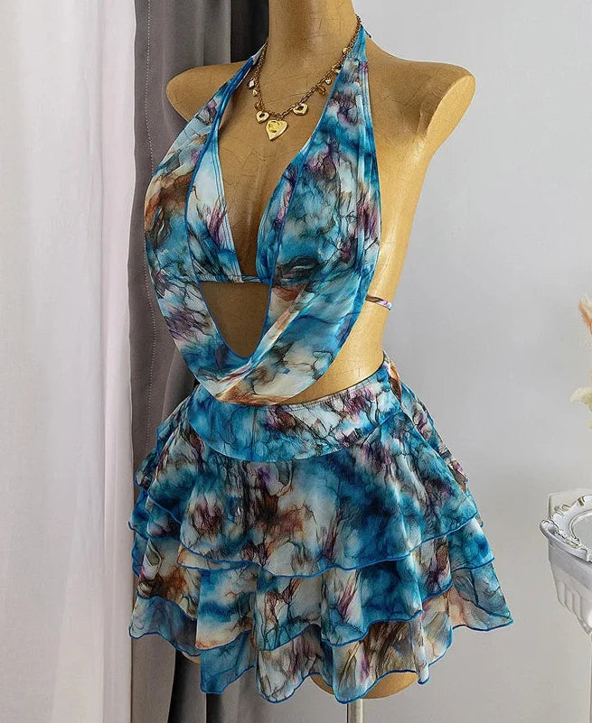 Gorgeous Blue Swimwear Three-pieces Bikini set