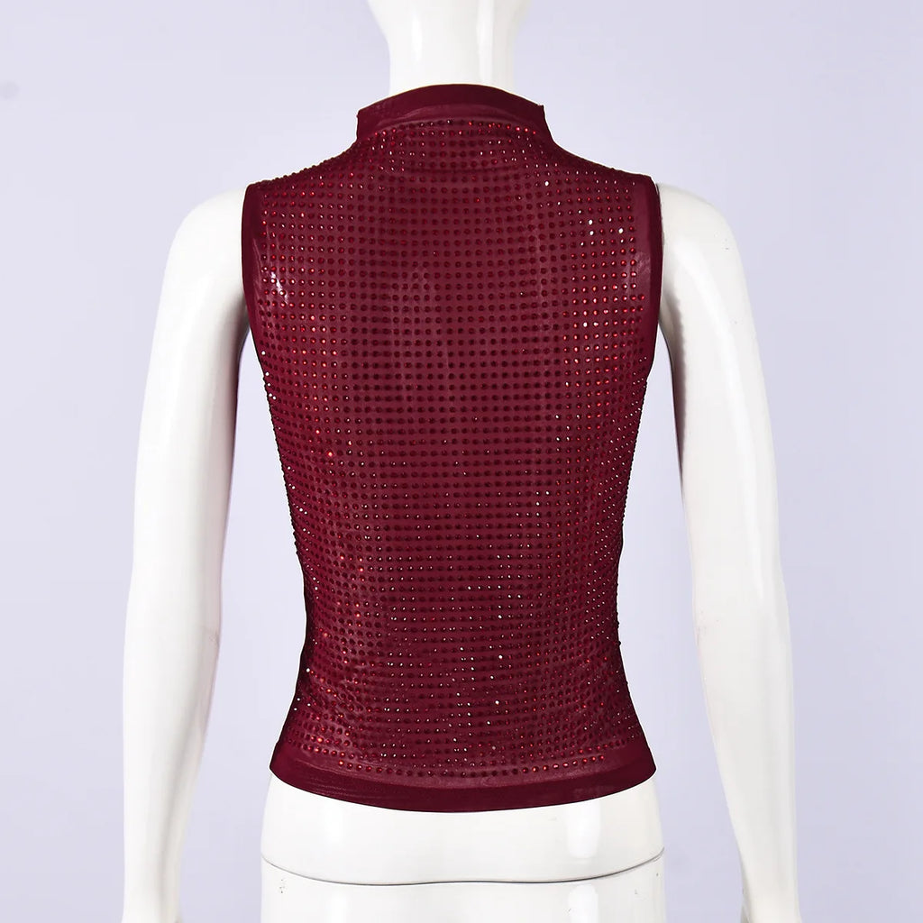 Rhinestone Turtle Neck Shirt