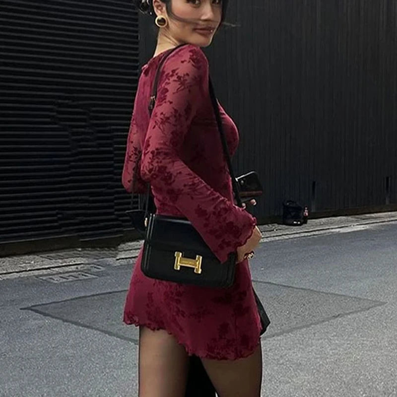Graceful Red Wine Dress