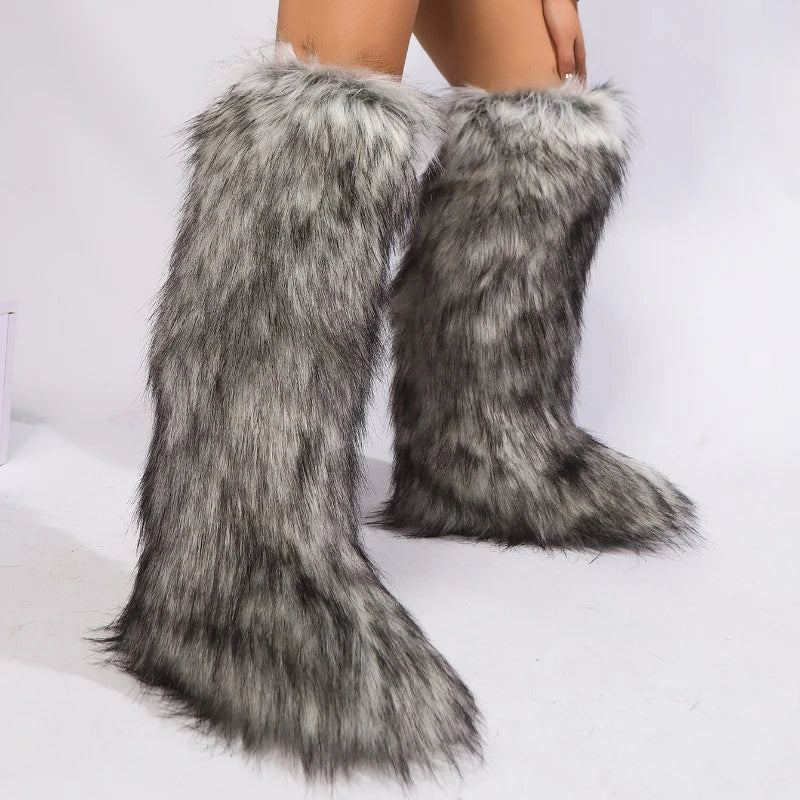 Knee-High Faux Fur Winter Boots