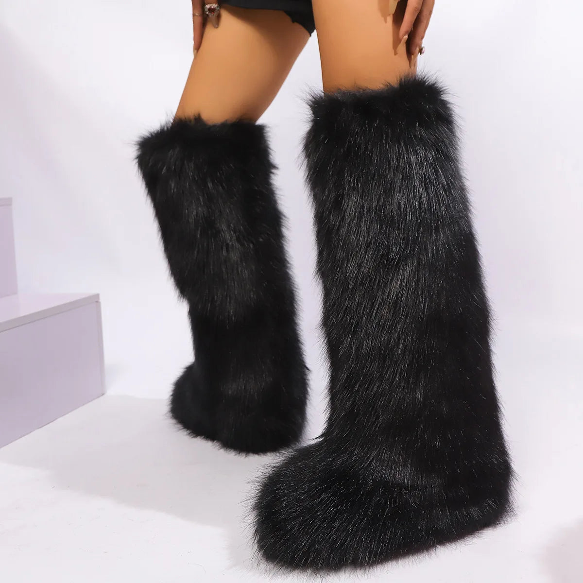 Knee-High Faux Fur Winter Boots