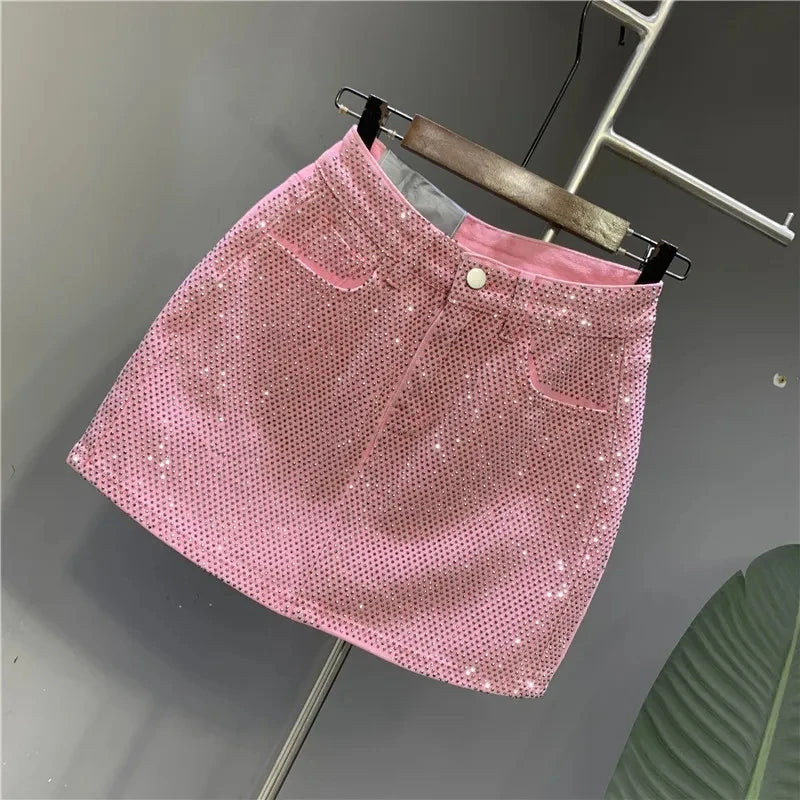 Pink Glam Rhinestone Skirt