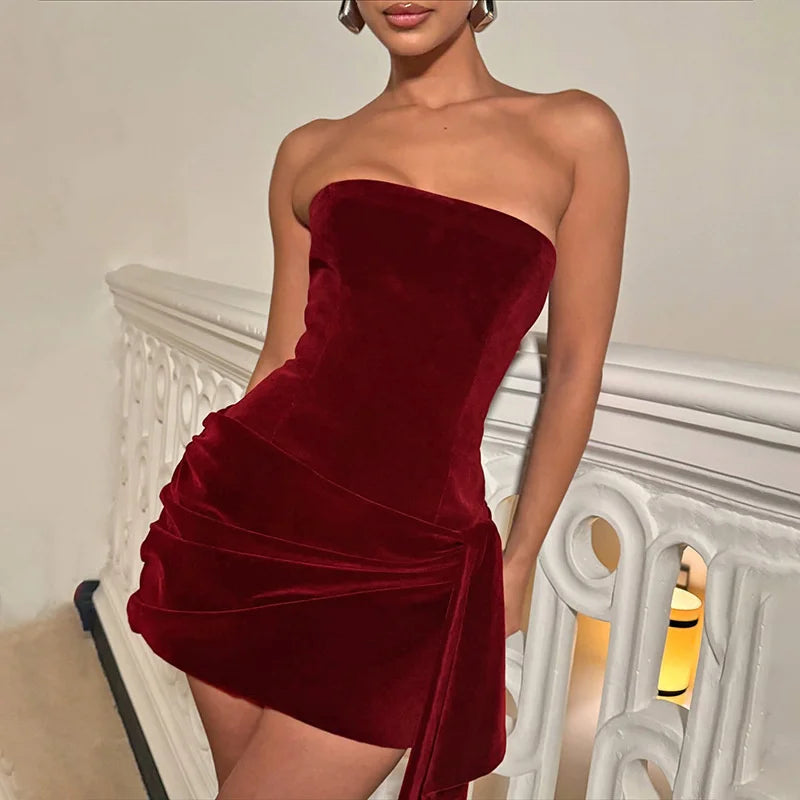Elegant Draped Velvet Dress