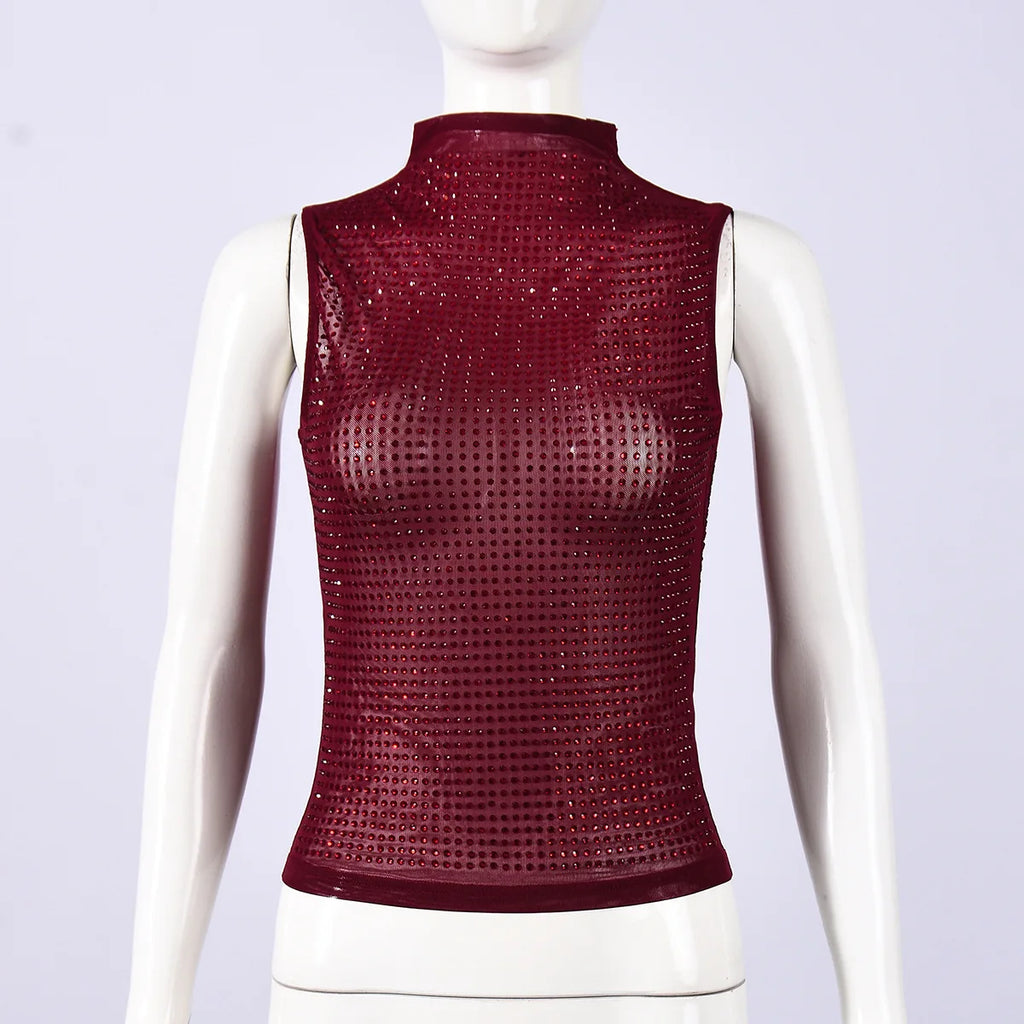 Rhinestone Turtle Neck Shirt