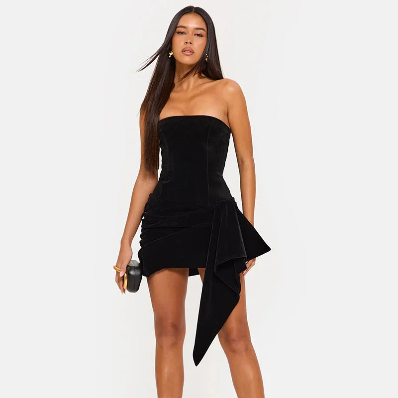Elegant Draped Velvet Dress