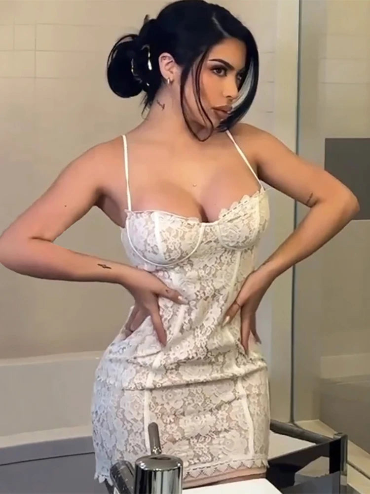 Lace Strap Mini Dress