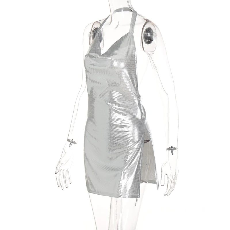 Bling Dress With Side Slit And Backless