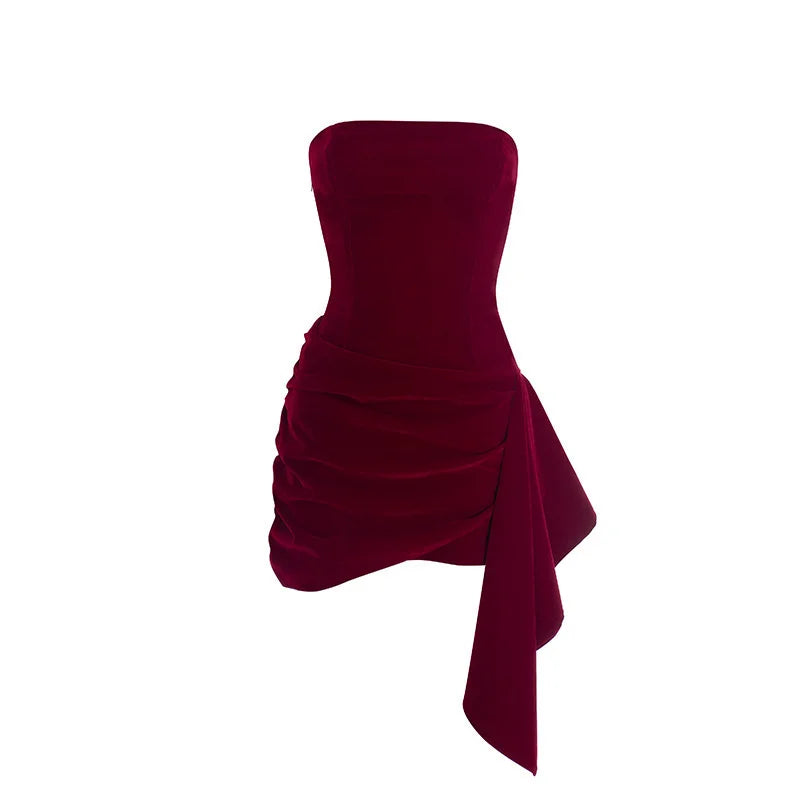 Elegant Draped Velvet Dress