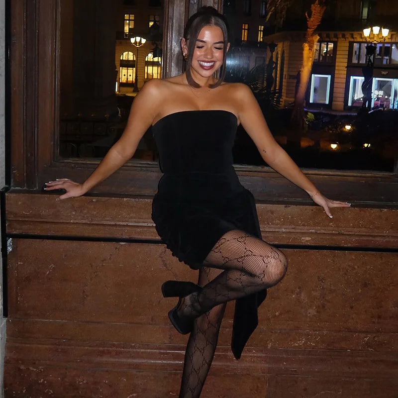 Elegant Draped Velvet Dress