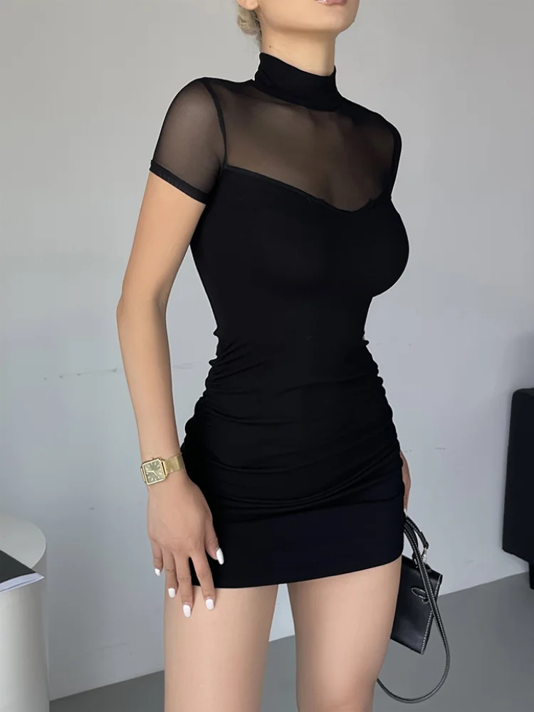 Solid Turtle Neck Dress