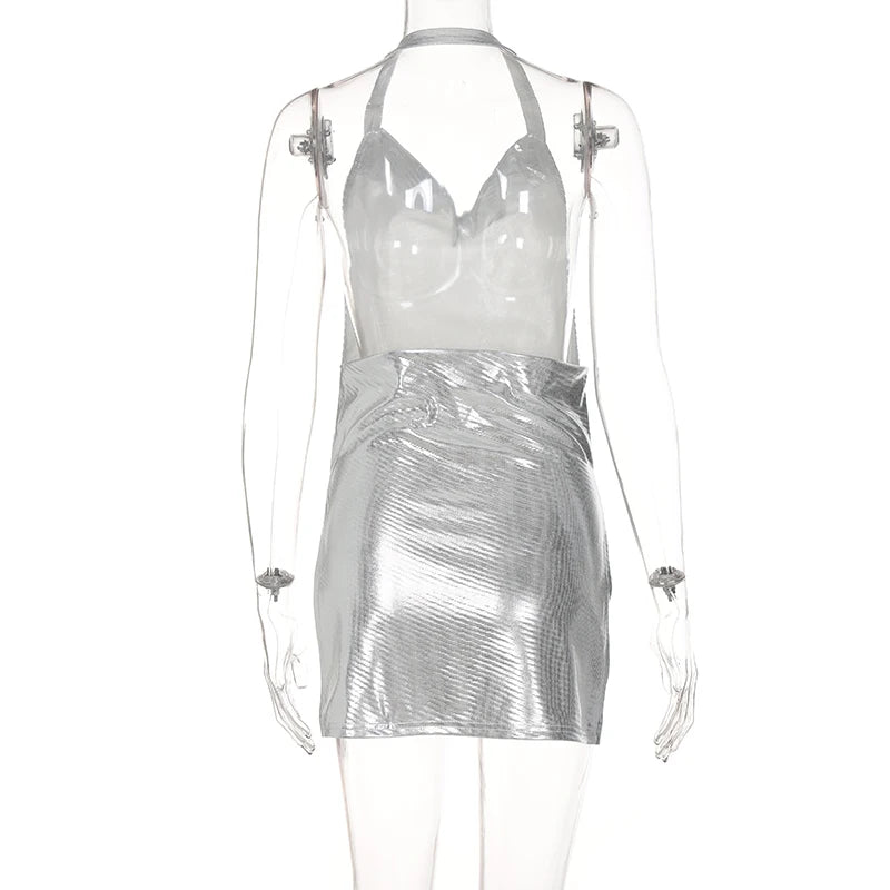 Bling Dress With Side Slit And Backless