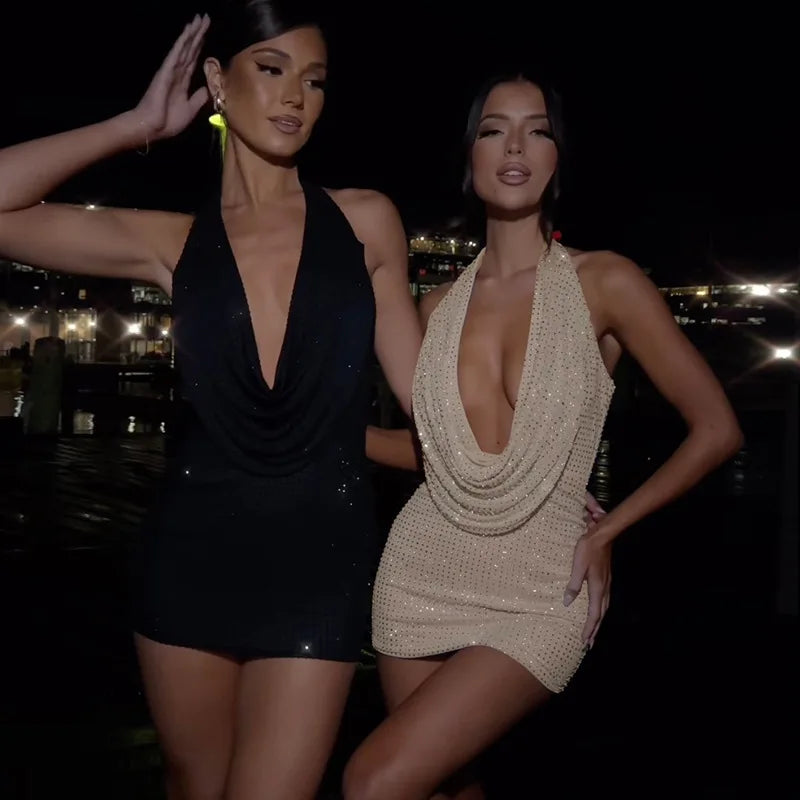 Rhinestones Mini Dresses