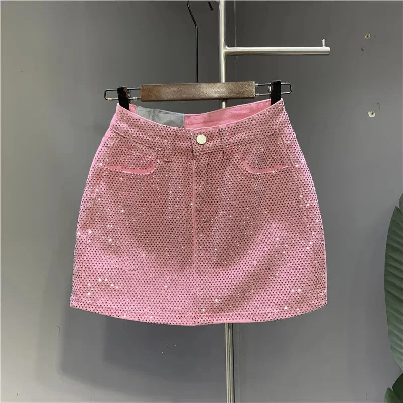 Pink Glam Rhinestone Skirt