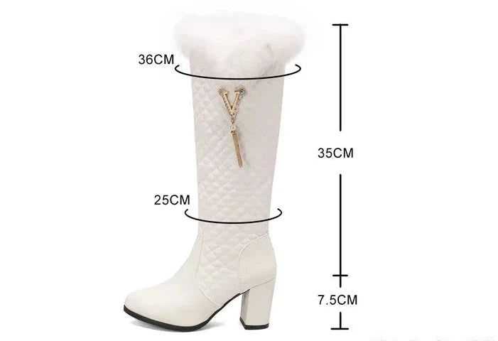 Winter Snow Faux Fur Boots With High Heels