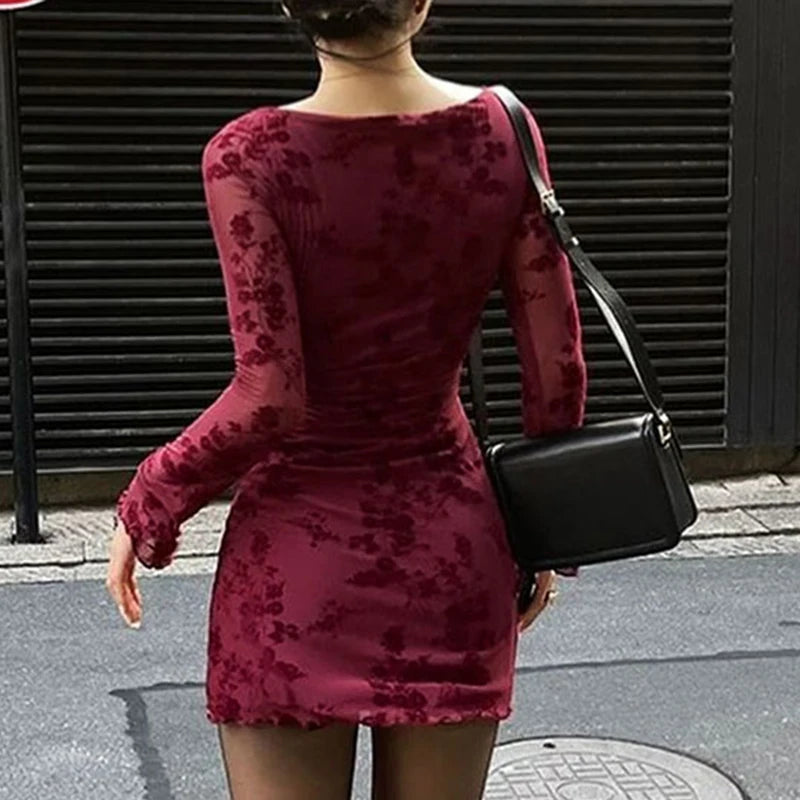 Graceful Red Wine Dress