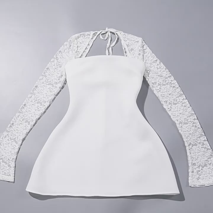 Solid Lace Party Dress