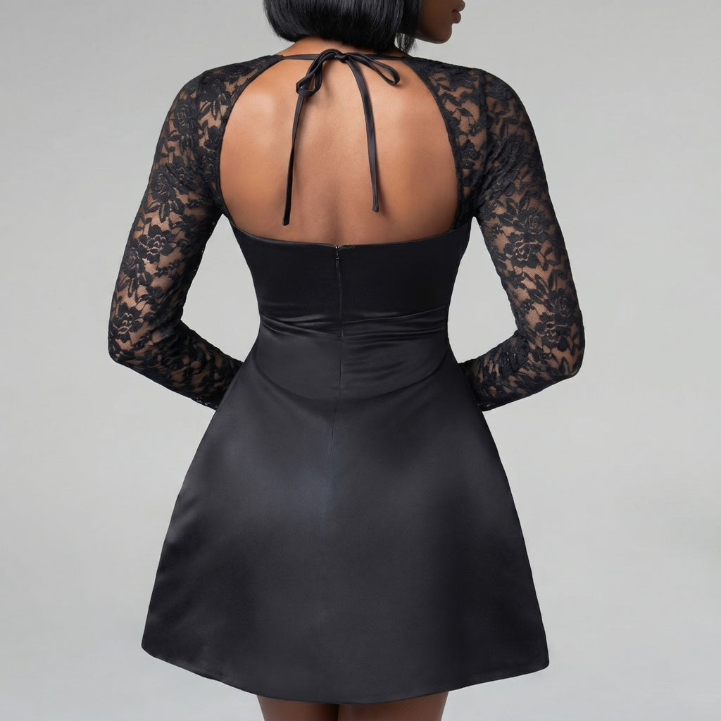 Solid Lace Party Dress