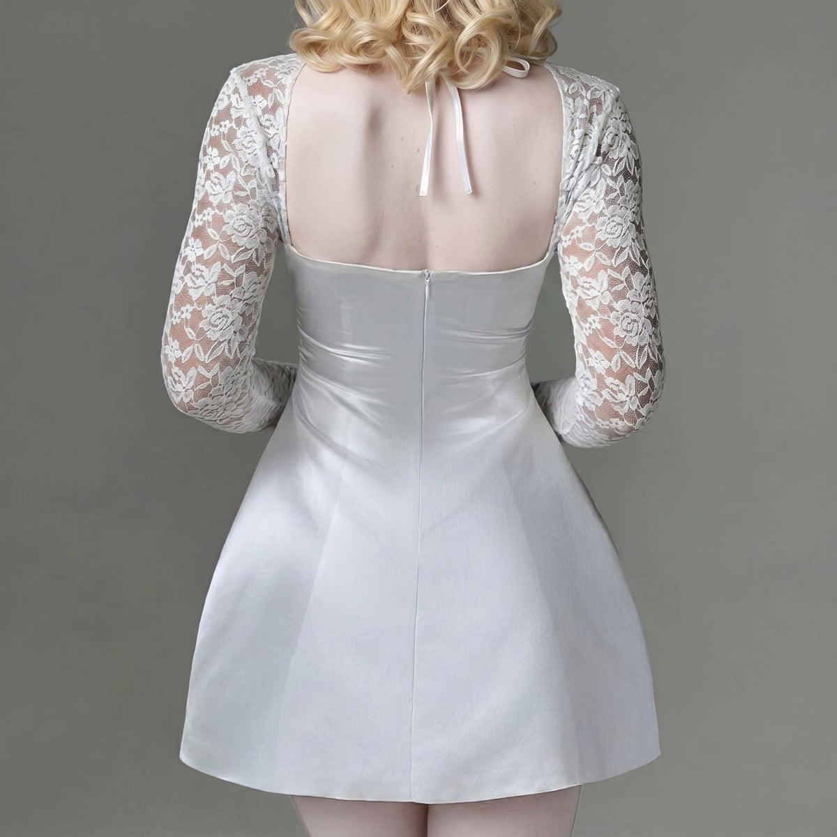 Solid Lace Party Dress