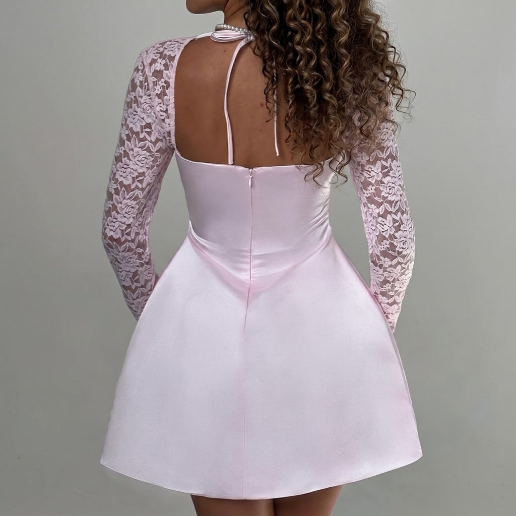Solid Lace Party Dress